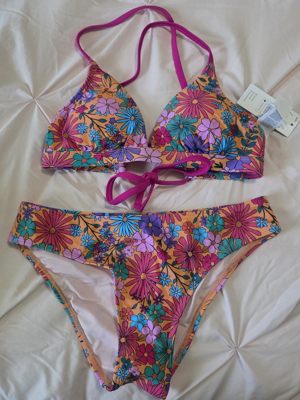 Floral Pink Orange Two-Piece Bikini